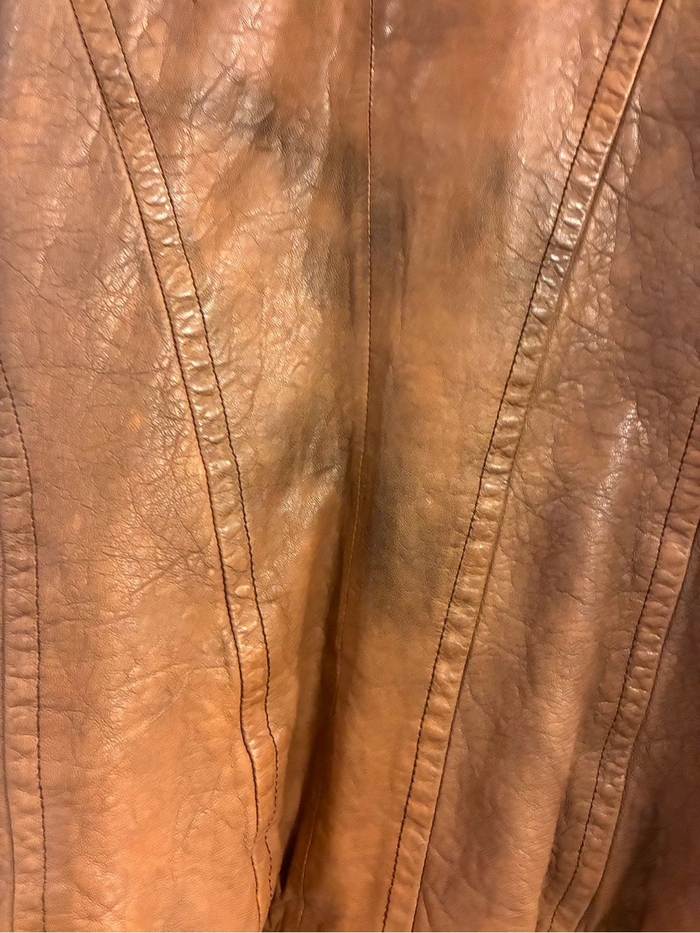 Banana Republic Tan/Brown Women Leather Zip-Front Jacket. Size Small/Medium. - Picture 6 of 16